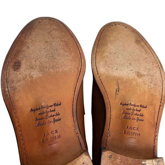 Jack Erwin Abe Penny Loafers Shoes Dress Brown Leather Mens Size 11.5 main image 9
